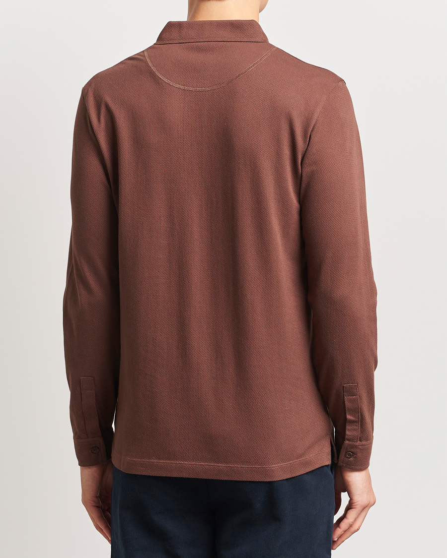 Herren | Pullover | Sunspel | Long Sleeve Riviera Polo Shirt Cocoa Brown