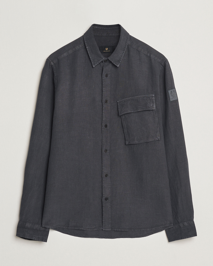 Herren | Hemden | Belstaff | Scale Linen Shirt Washed Black