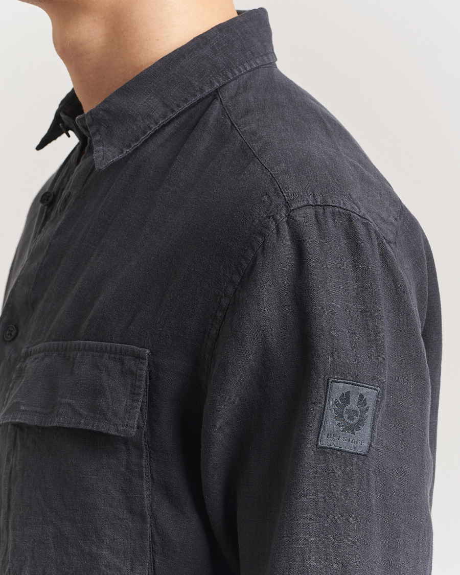 Herren | Hemden | Belstaff | Scale Linen Shirt Washed Black