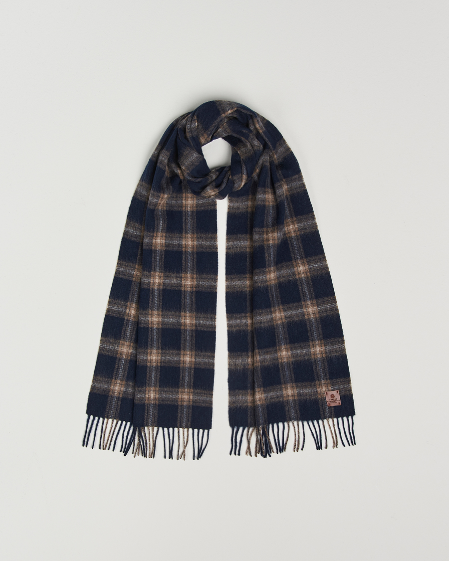 Herren | Amanda Christensen Wool Checked Scarf Navy Melange | Amanda Christensen | Wool Checked Scarf Navy Melange