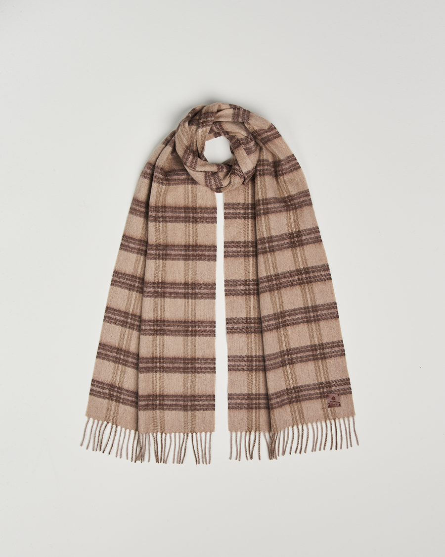 Herren | Amanda Christensen Wool Checked Scarf Beige Melange | Amanda Christensen | Wool Checked Scarf Beige Melange