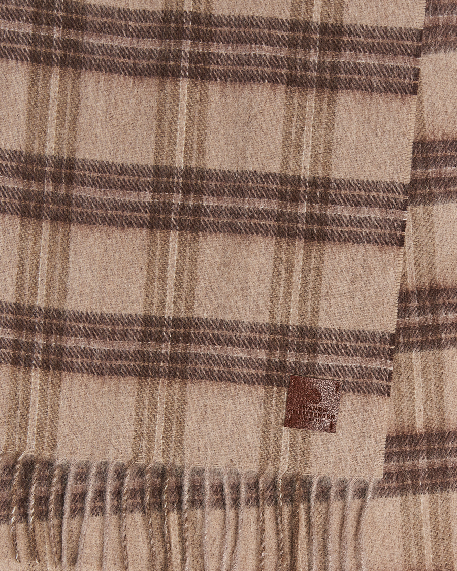 Herren | Amanda Christensen Wool Checked Scarf Beige Melange | Amanda Christensen | Wool Checked Scarf Beige Melange