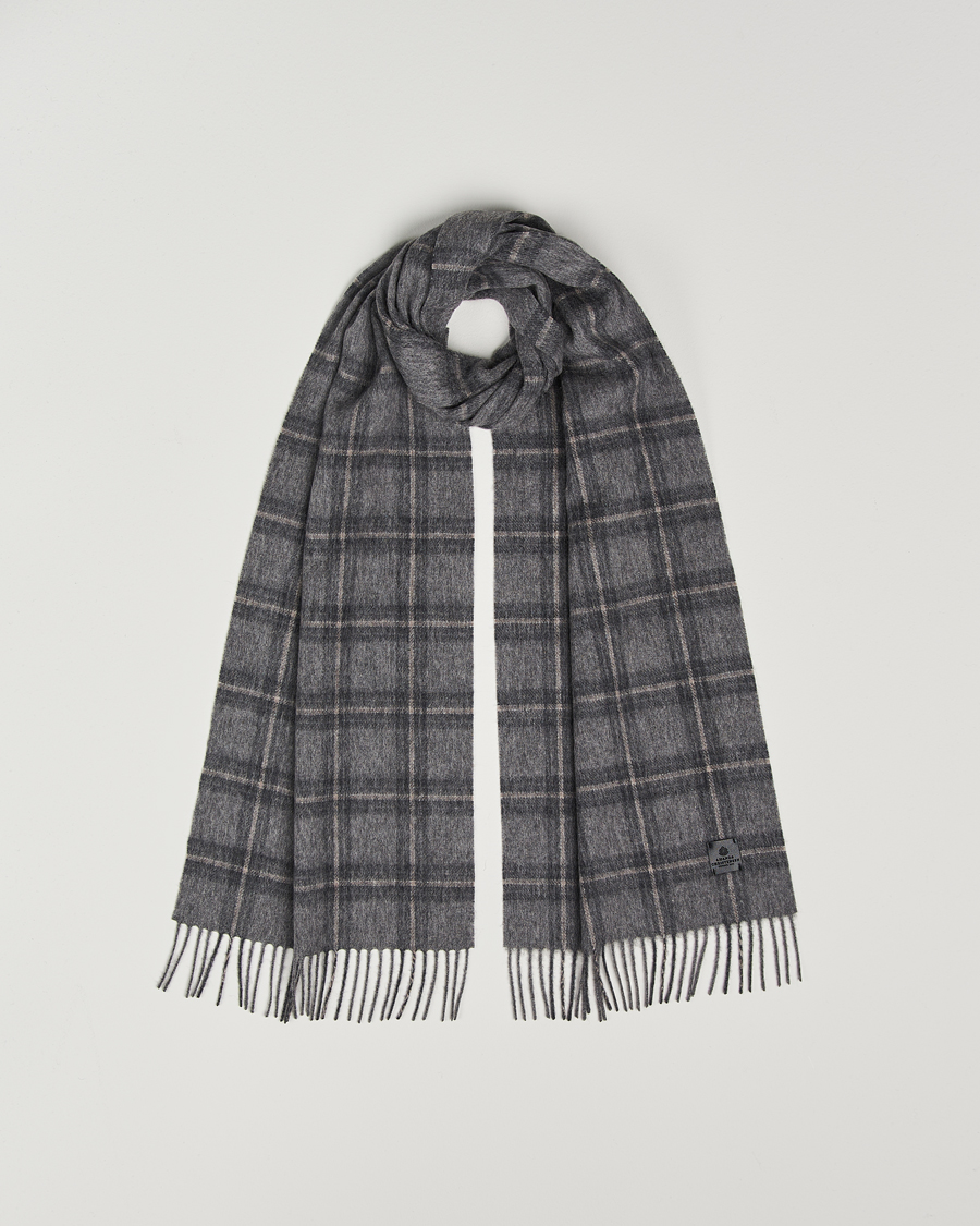 Herren | Amanda Christensen Wool Checked Scarf Grey Melange | Amanda Christensen | Wool Checked Scarf Grey Melange
