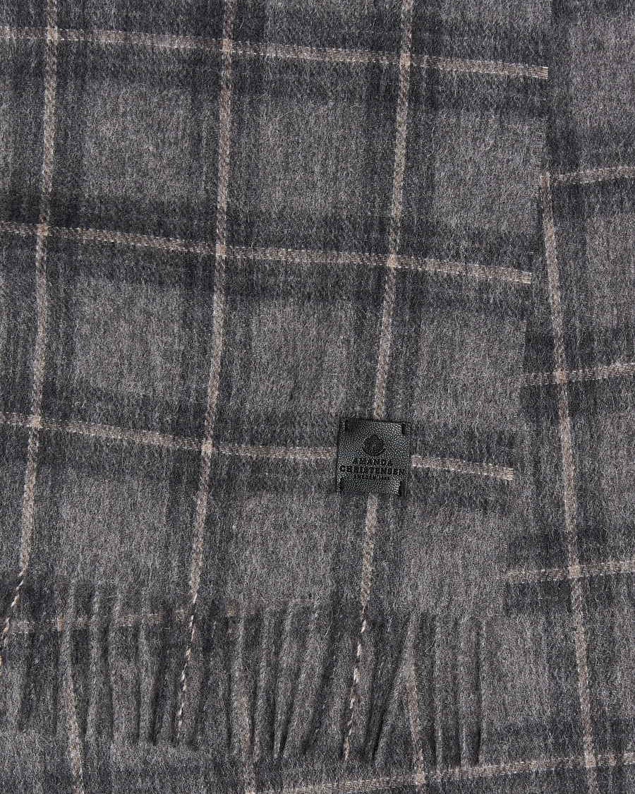 Herren | Amanda Christensen Wool Checked Scarf Grey Melange | Amanda Christensen | Wool Checked Scarf Grey Melange