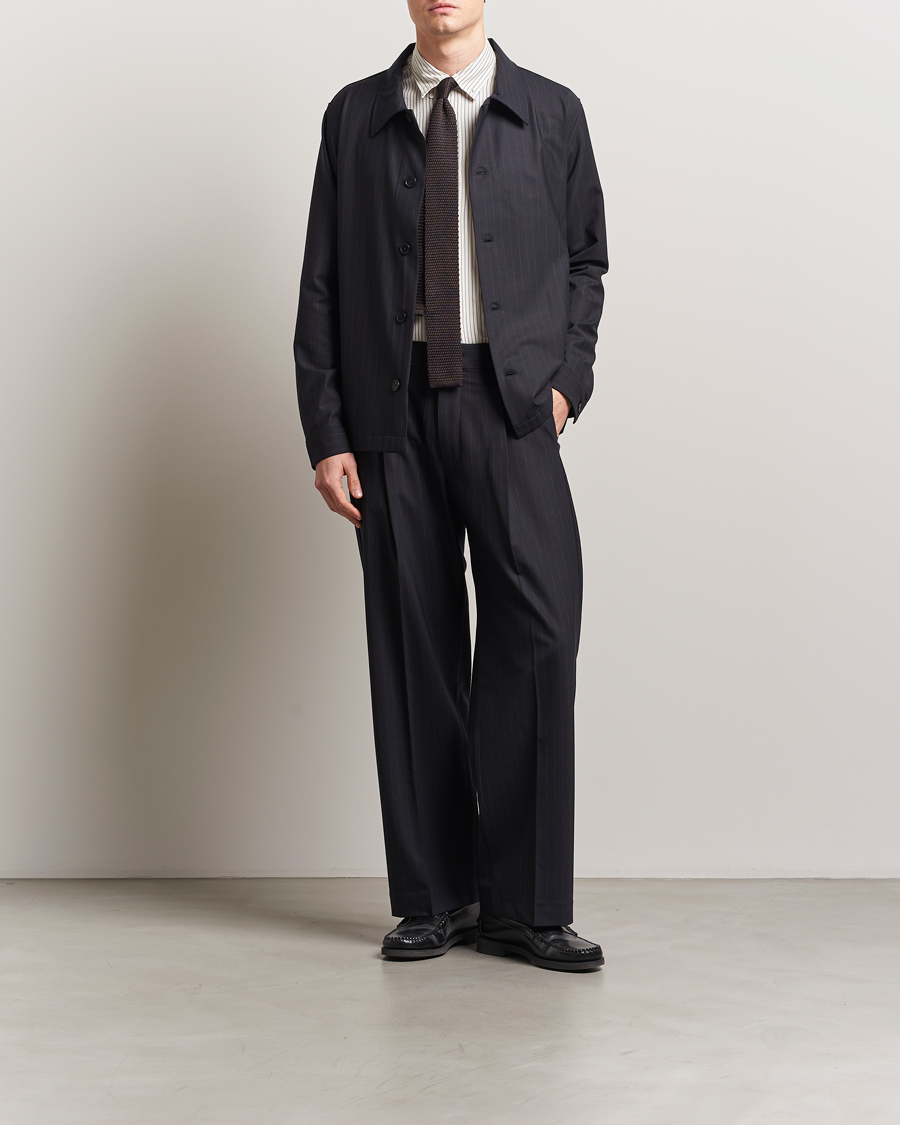 Herren | Hosen | NN07 | Kay Wool Pinstriped Drawstring Trousers Navy