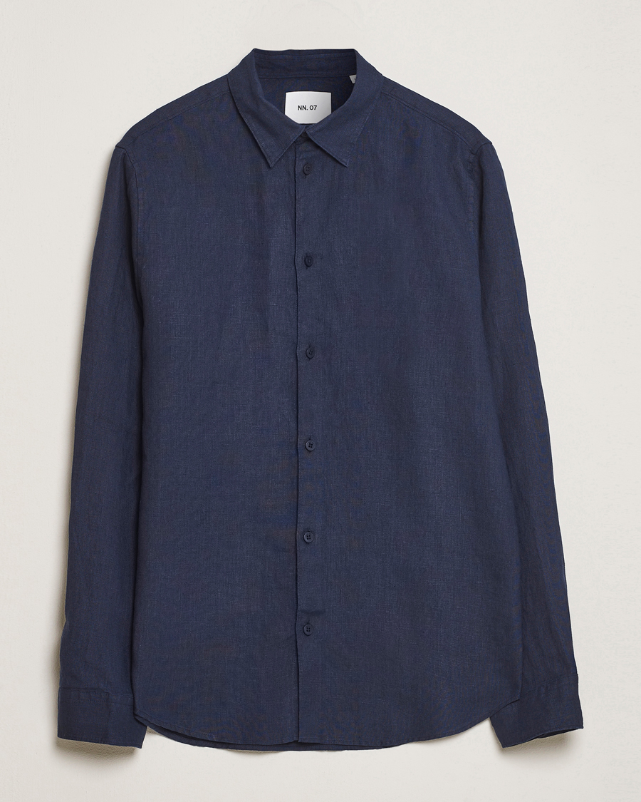 Herren | Hemden | NN07 | Enzo Linen Shirt Navy Blue