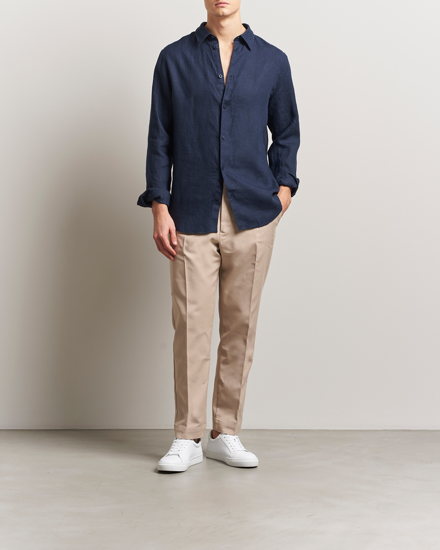 Herren | Hemden | NN07 | Enzo Linen Shirt Navy Blue