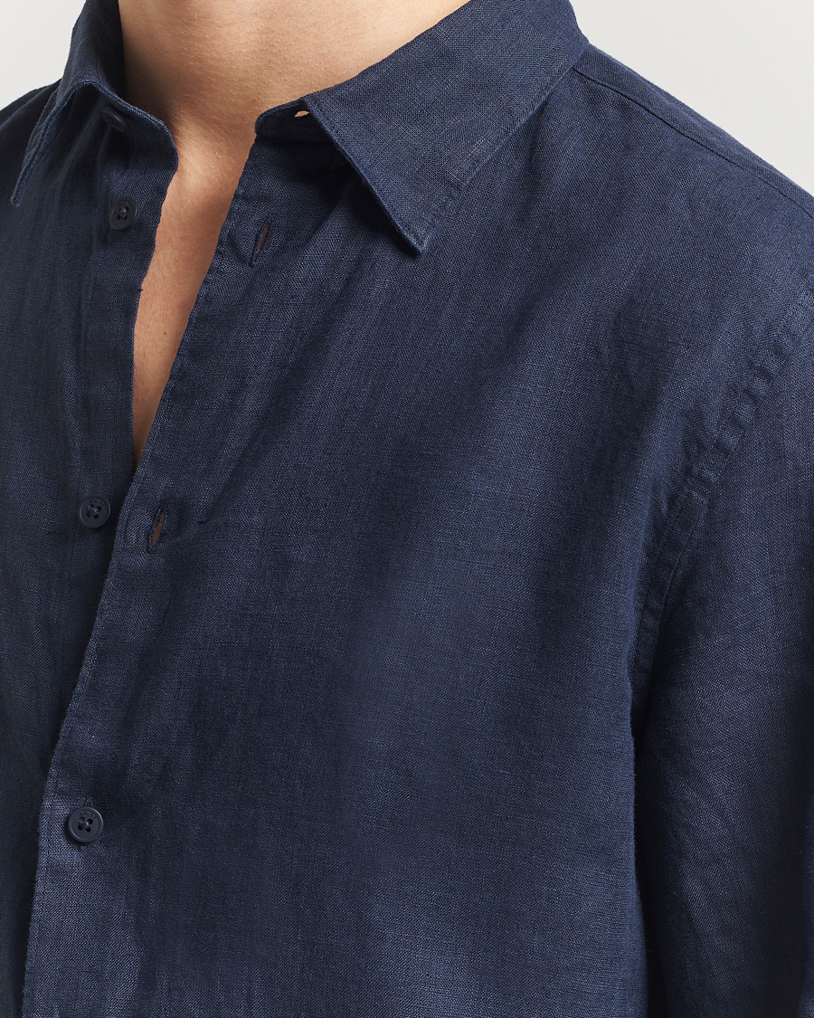 Herren | Hemden | NN07 | Enzo Linen Shirt Navy Blue