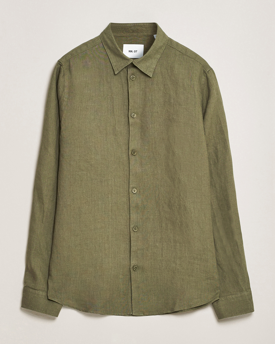 Herren | Hemden | NN07 | Enzo Linen Shirt Capers Green