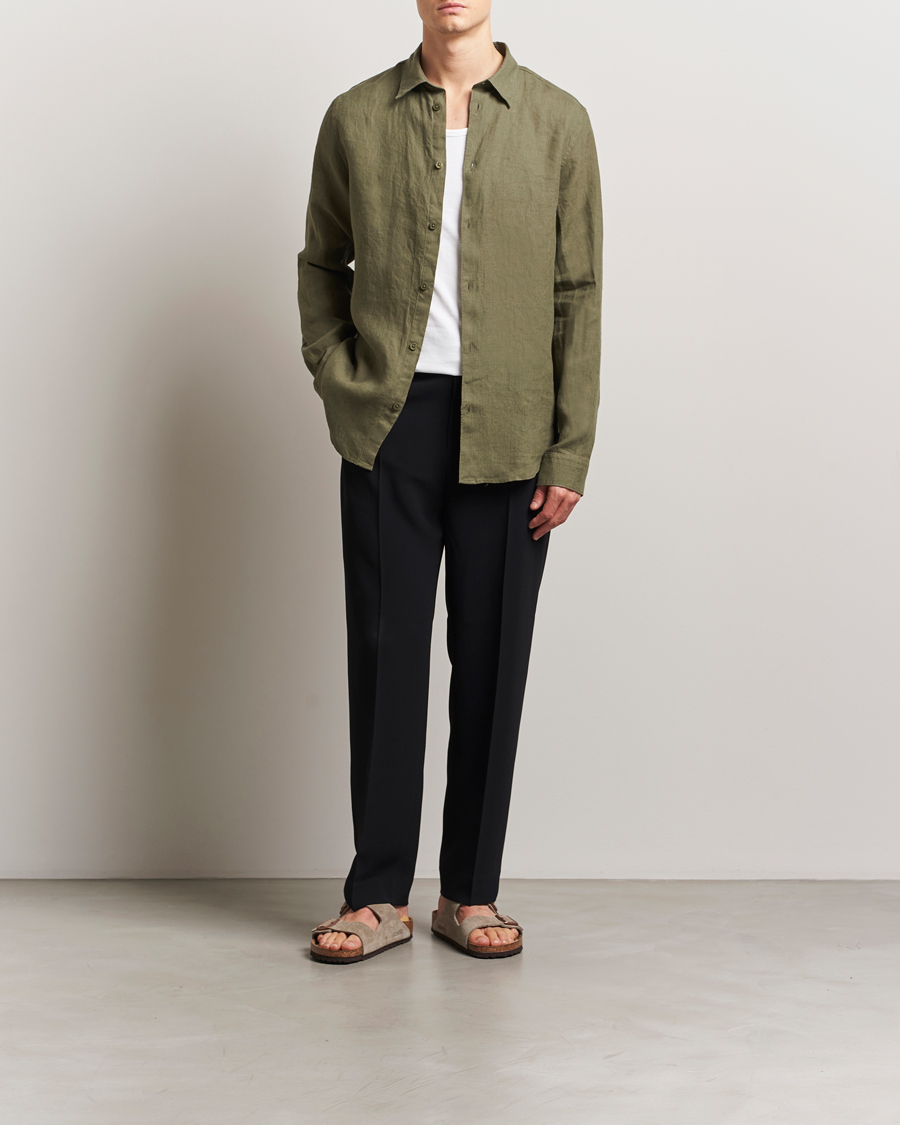 Herren | Hemden | NN07 | Enzo Linen Shirt Capers Green