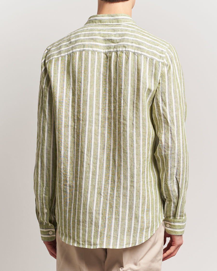 Herren | Hemden | NN07 | Enzo Striped Linen Shirt Green Multi