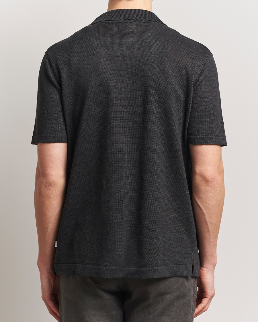 Herren | Hemden | NN07 | Henry Printed Knitted Short Sleeve Shirt Black