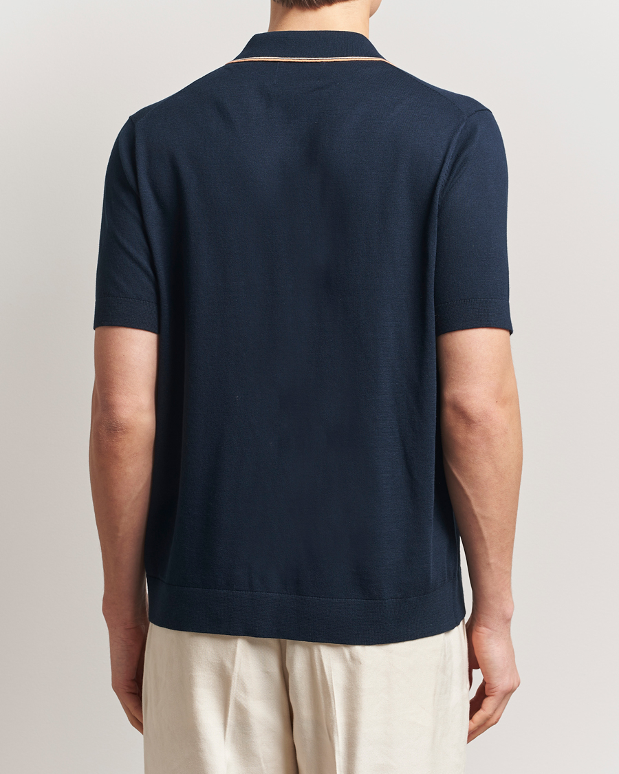 Herren | Hemden | NN07 | Nolan Paspoal Knitted Short Sleeve Shirt Navy Blue