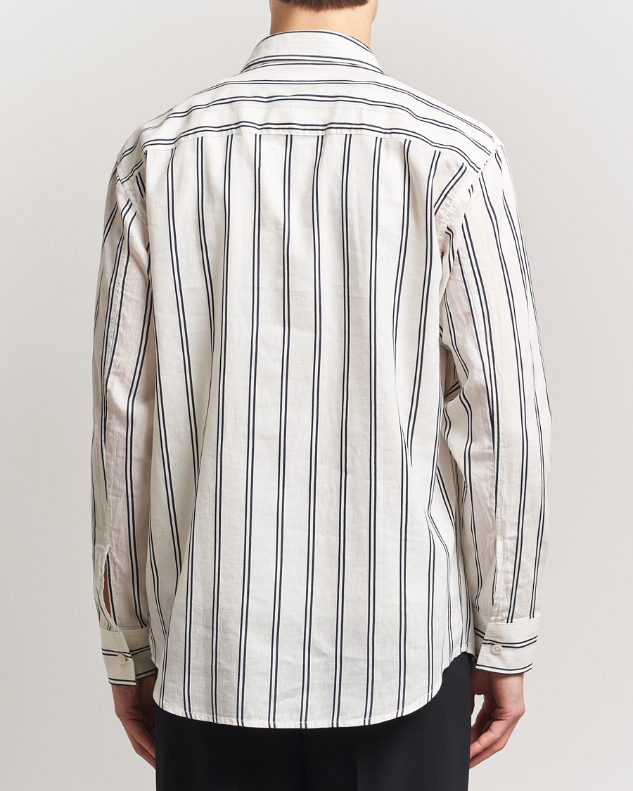 Herren | Hemden | NN07 | Freddy Striped Cotton/Linen Shirt White/Black