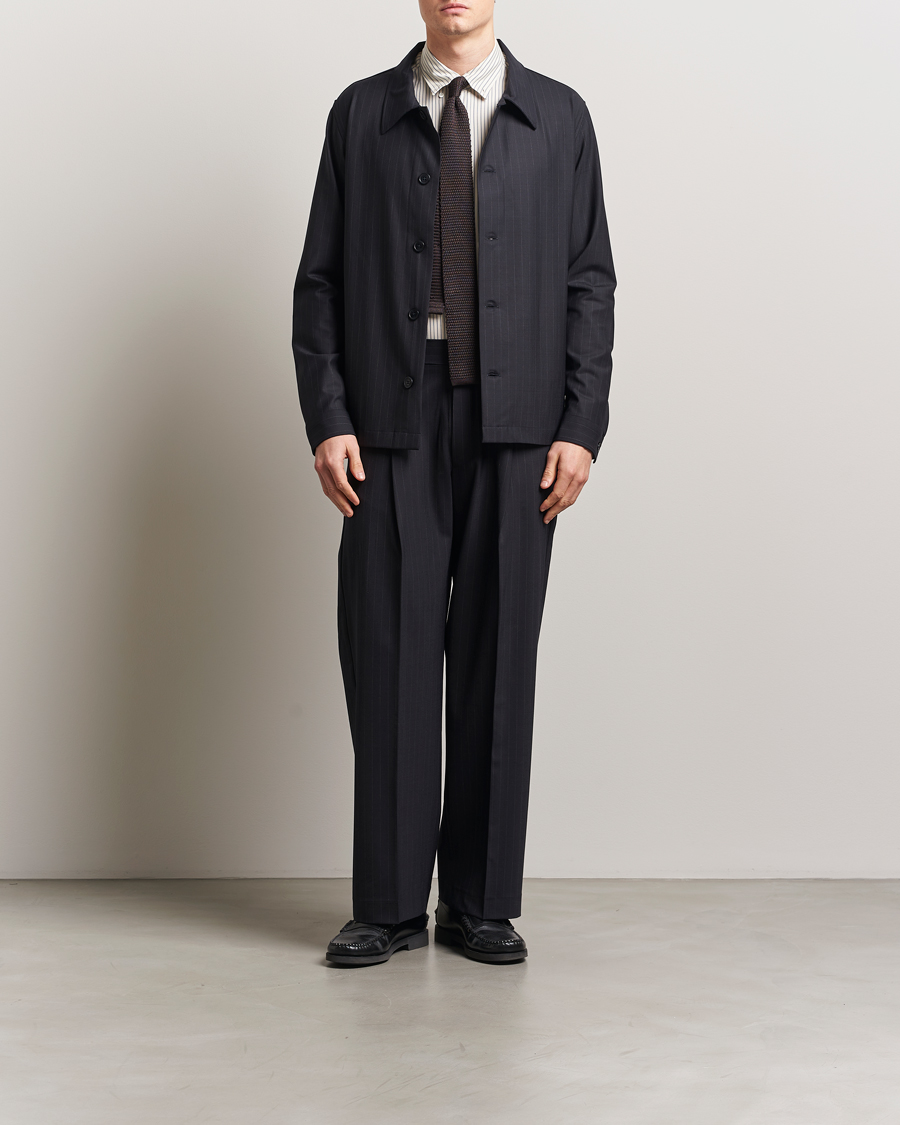 Herren | Hemden | NN07 | Zander Pinstriped Overshirt Navy/White