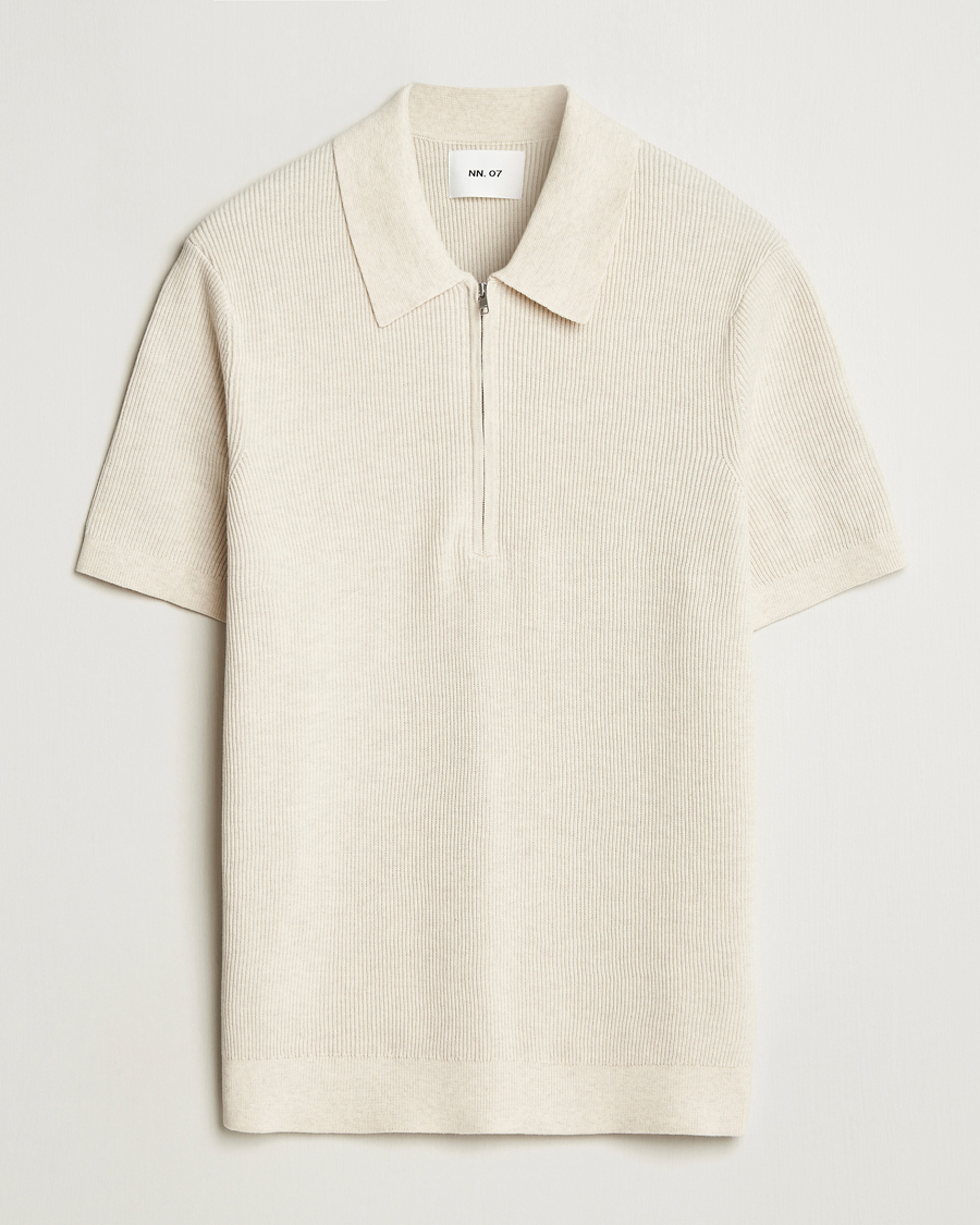 Herren | Poloshirts | NN07 | Hansie Half Zip Knitted Polo Ivory