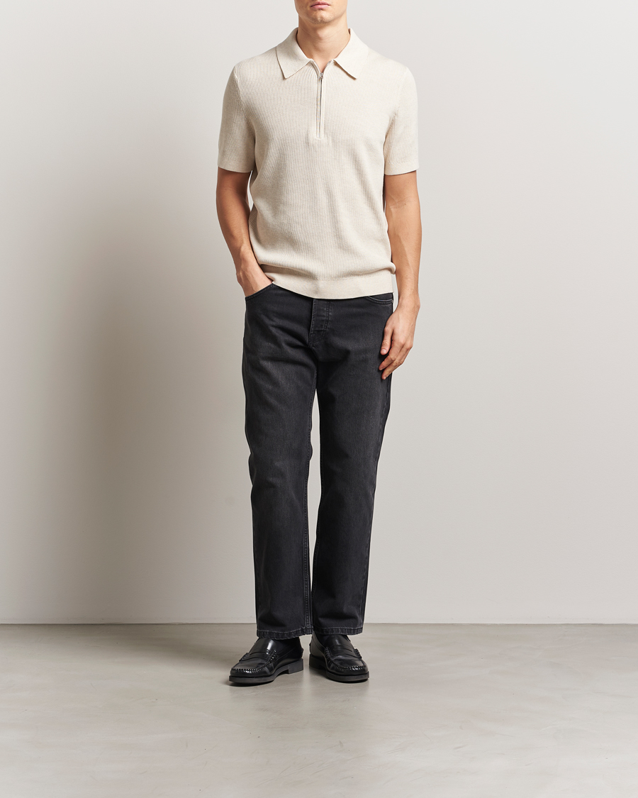 Herren | Poloshirts | NN07 | Hansie Half Zip Knitted Polo Ivory