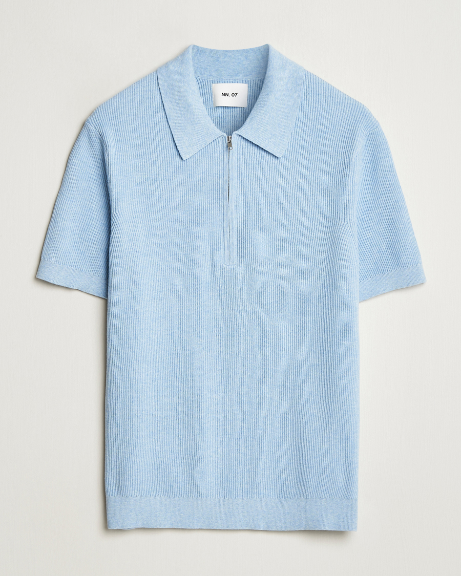 Herren | Poloshirts | NN07 | Hansie Half Zip Knitted Polo Cerulan Blue