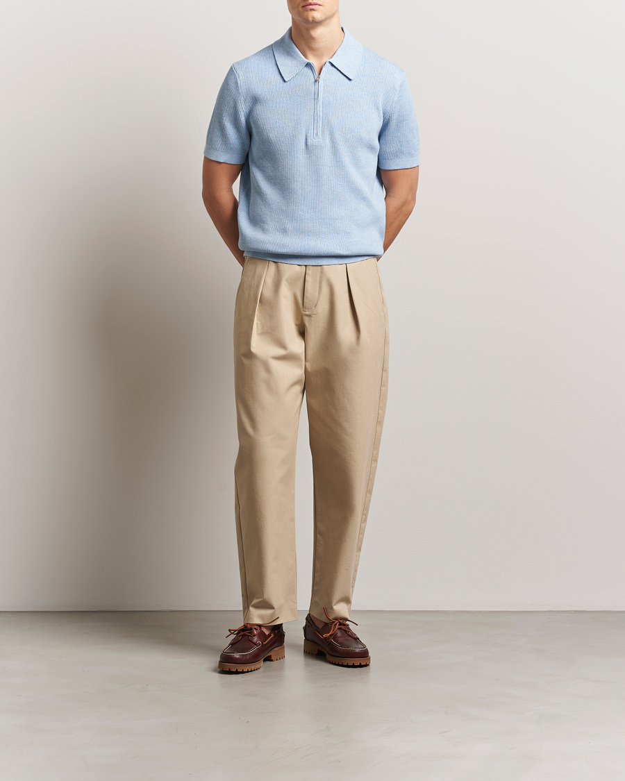 Herren | Poloshirts | NN07 | Hansie Half Zip Knitted Polo Cerulan Blue