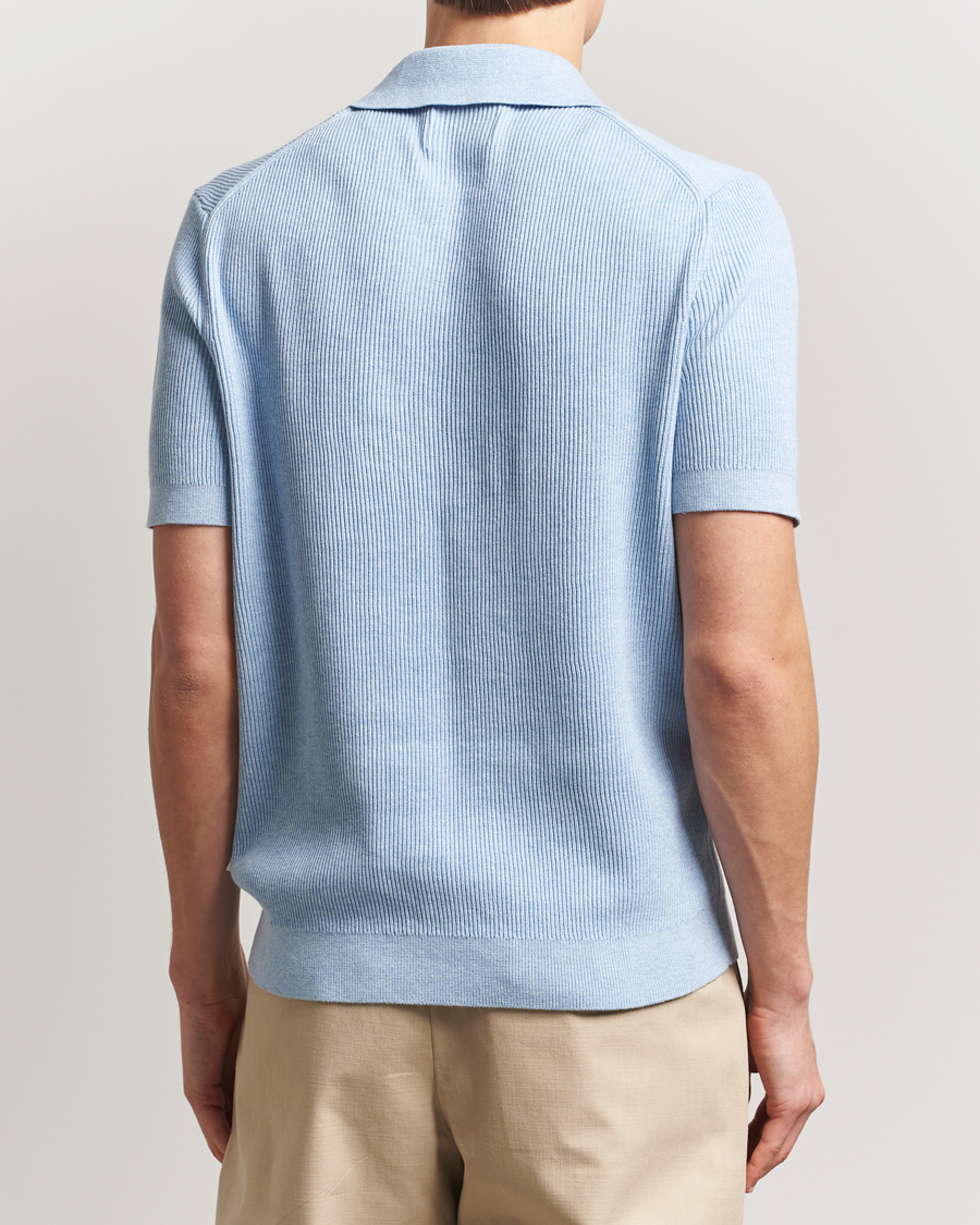 Herren | Poloshirts | NN07 | Hansie Half Zip Knitted Polo Cerulan Blue