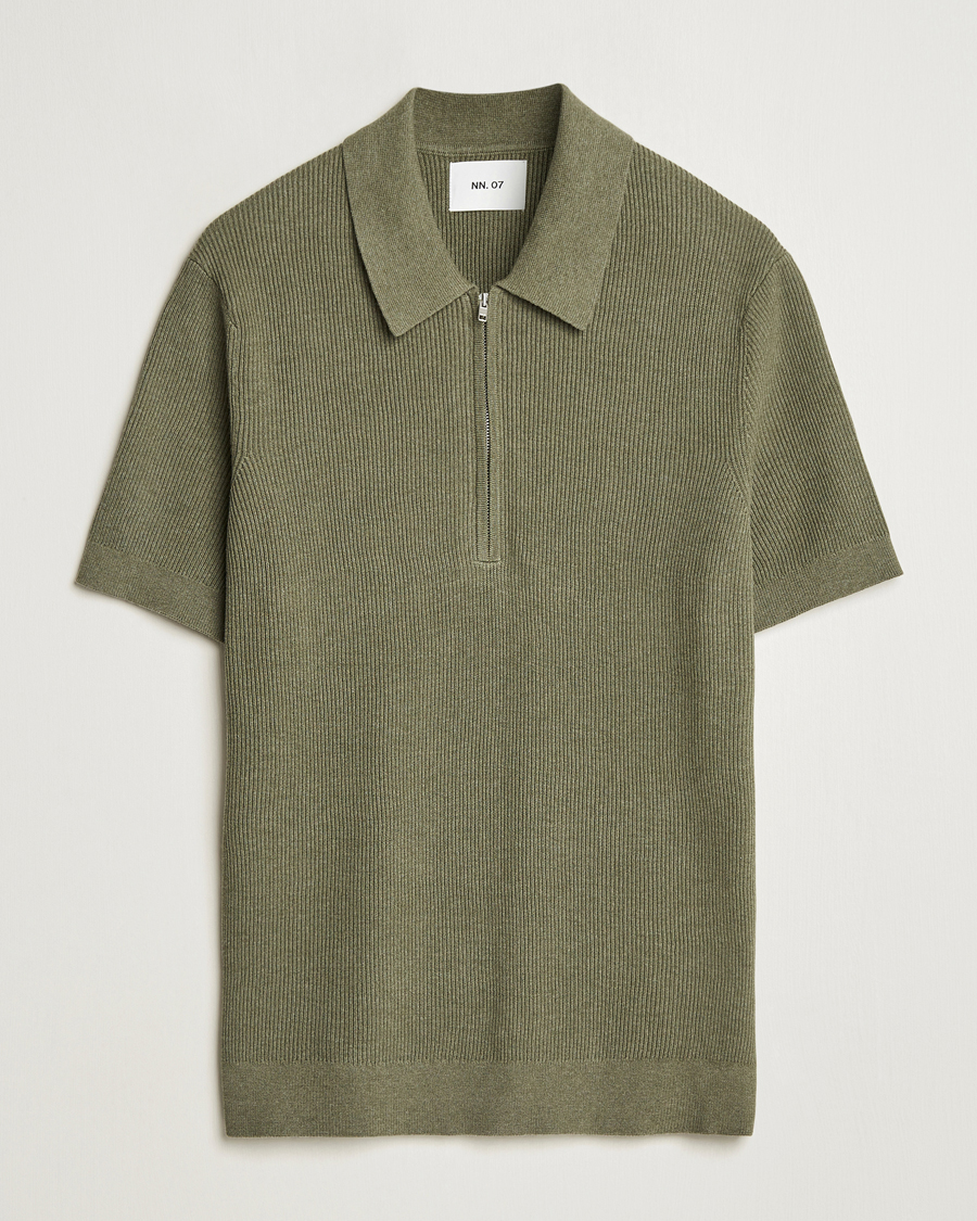 Herren | Poloshirts | NN07 | Hansie Half Zip Knitted Polo Capers Green