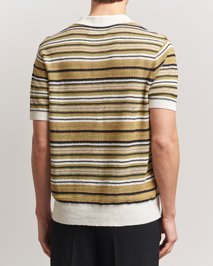 Herren | Poloshirts | NN07 | Noam Striped Knitted Polo Evergreen