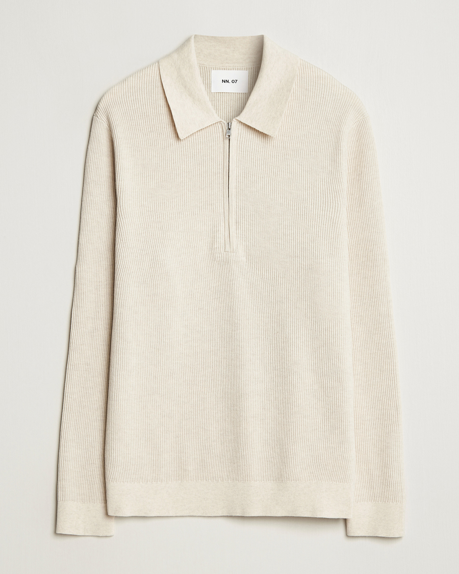 Herren | Pullover | NN07 | Hansie Ribbed Knitted Half Zip Ivory