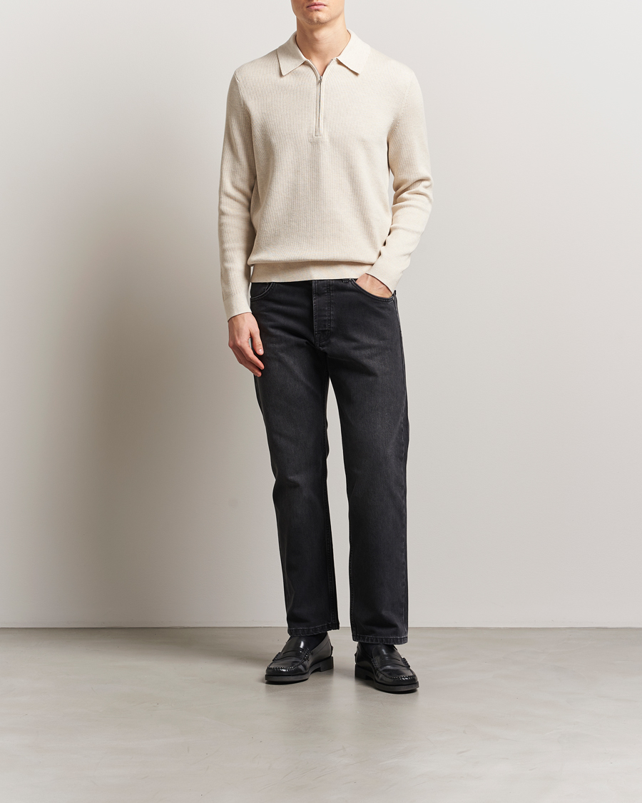 Herren | Pullover | NN07 | Hansie Ribbed Knitted Half Zip Ivory