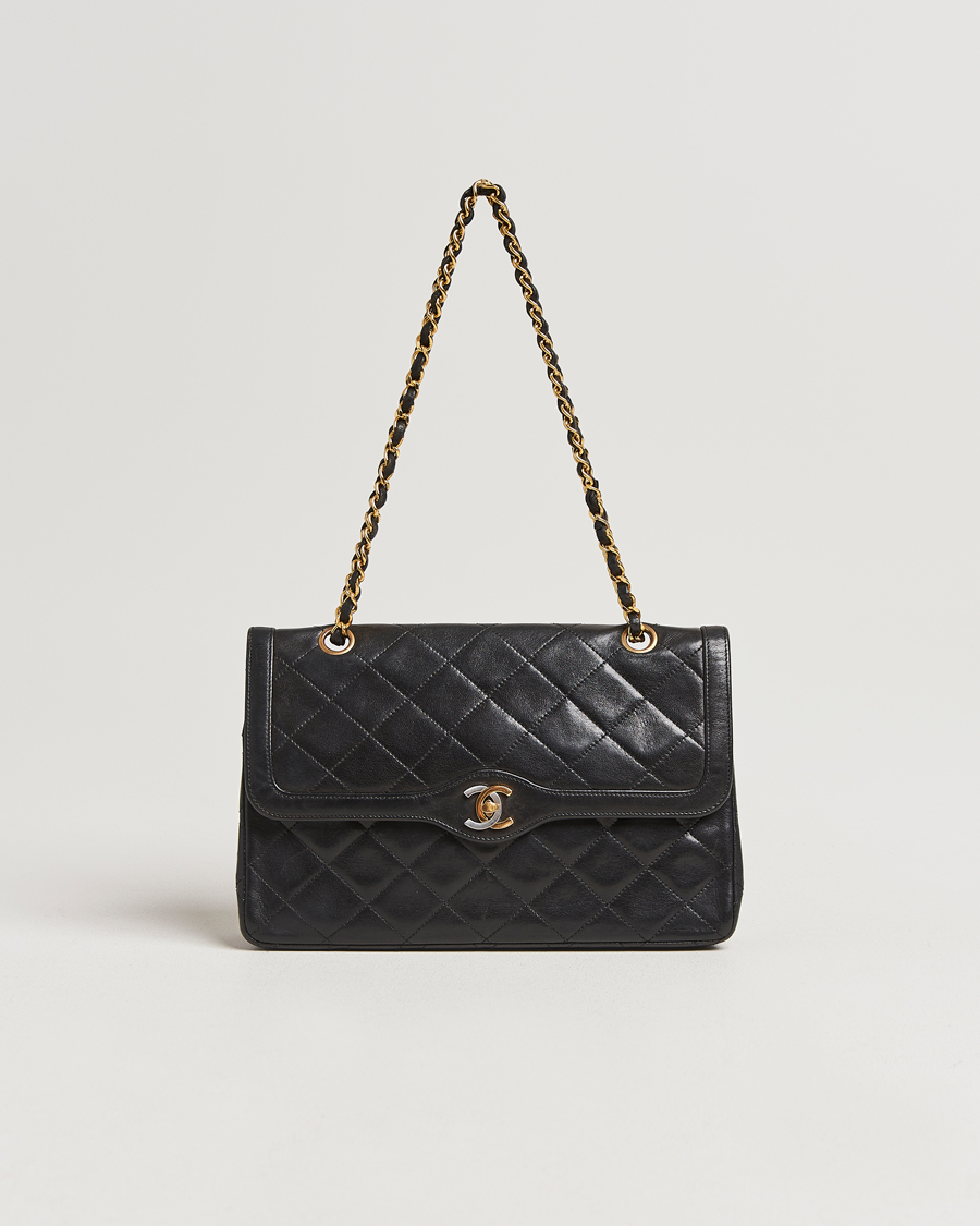 Herren | Chanel Pre-Owned Matelassé Medium Double Flap Bag Black | Chanel Pre-Owned | Matelassé Medium Double Flap Bag Black