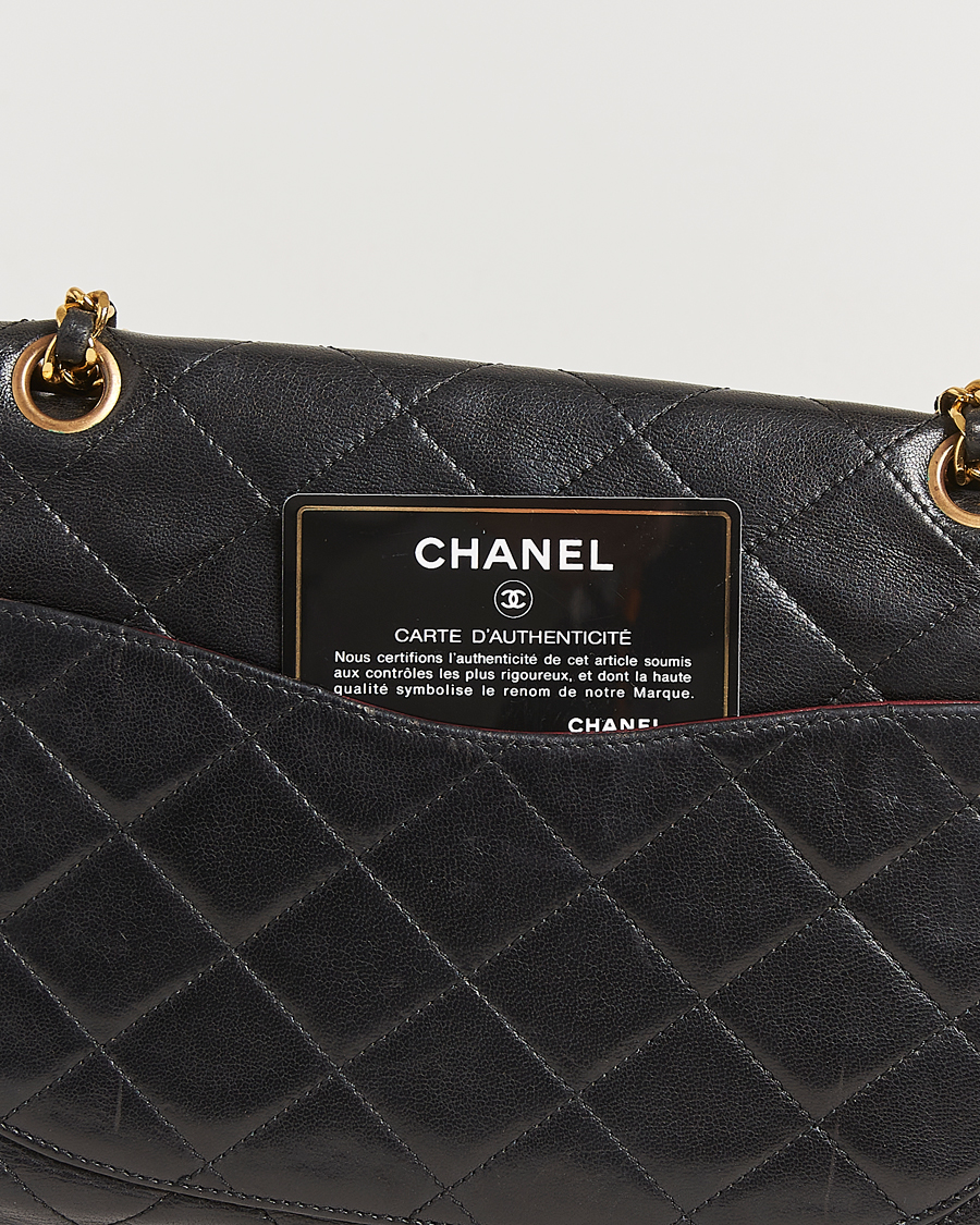 Herren | Chanel Pre-Owned Matelassé Medium Double Flap Bag Black | Chanel Pre-Owned | Matelassé Medium Double Flap Bag Black