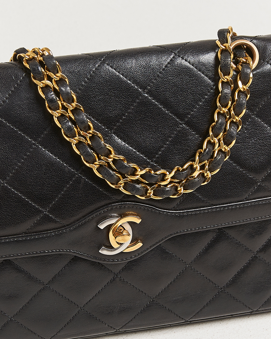 Herren | Chanel Pre-Owned Matelassé Medium Double Flap Bag Black | Chanel Pre-Owned | Matelassé Medium Double Flap Bag Black