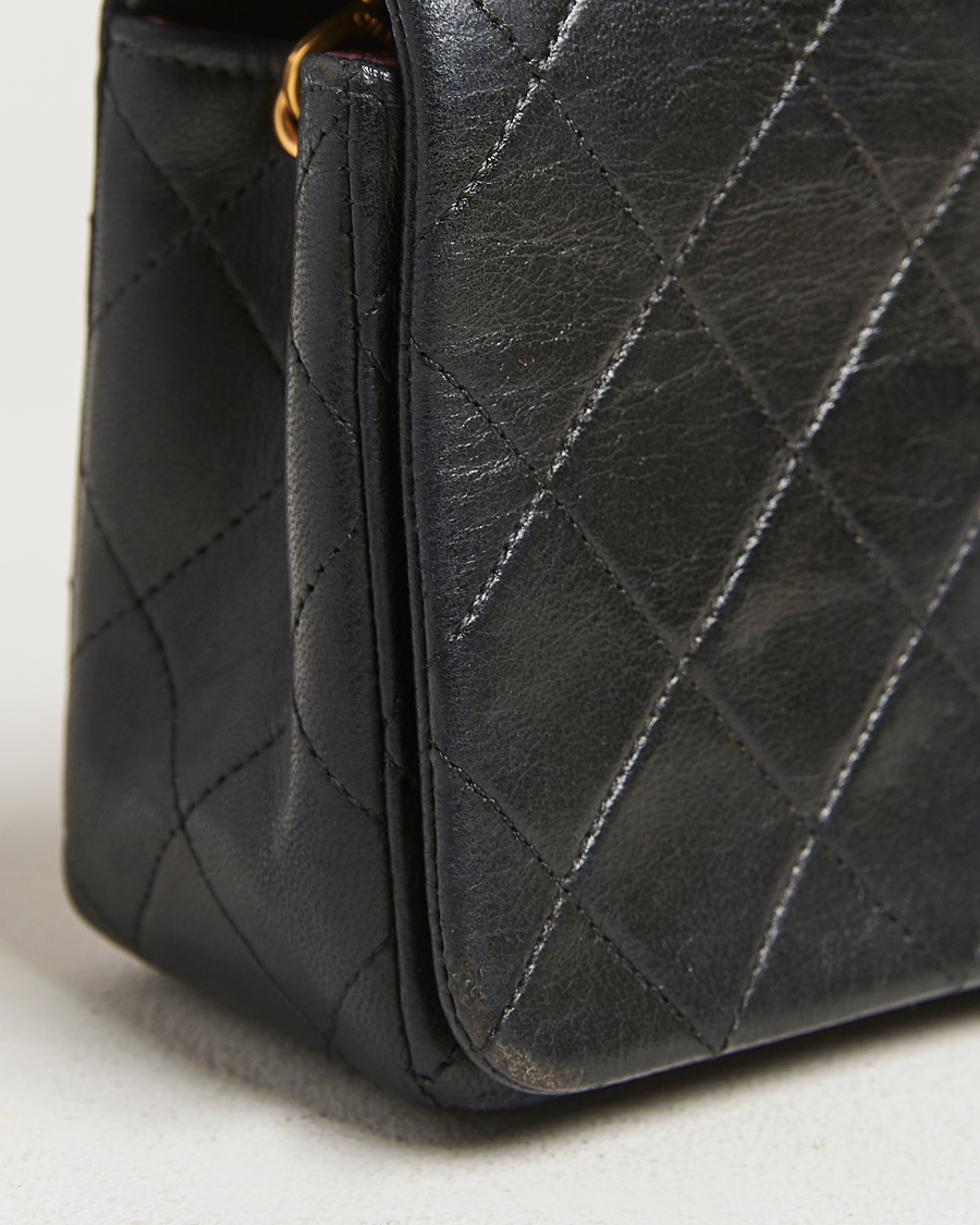 Herren | Chanel Pre-Owned Mini Single Full Flap Bag Black Lambskin | Chanel Pre-Owned | Mini Single Full Flap Bag Black Lambskin