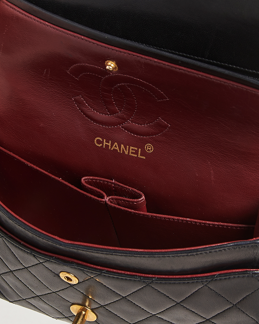 Herren | Chanel Pre-Owned Matelassé Small Double Flap Bag Black Lambskin | Chanel Pre-Owned | Matelassé Small Double Flap Bag Black Lambskin