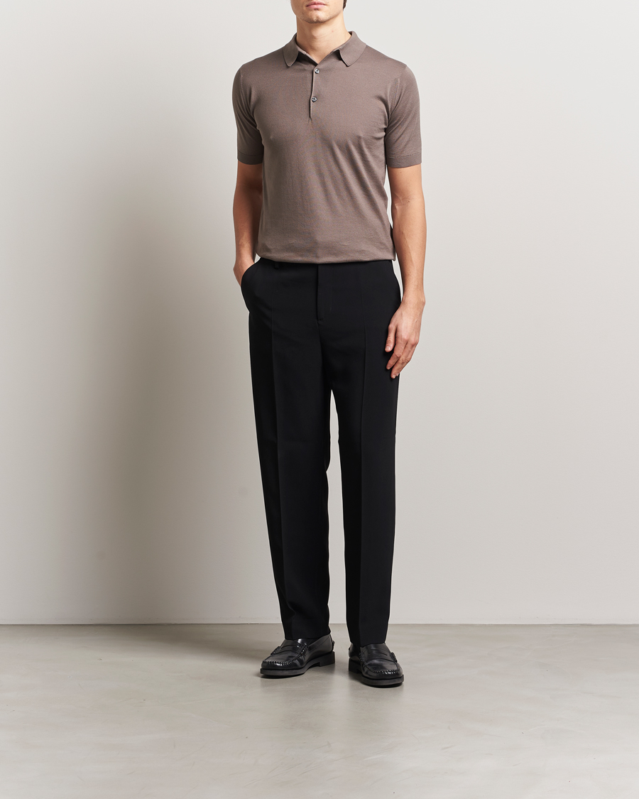 Herren | Poloshirts | John Smedley | Adrian Slim Fit Sea Island Polo Beige Musk
