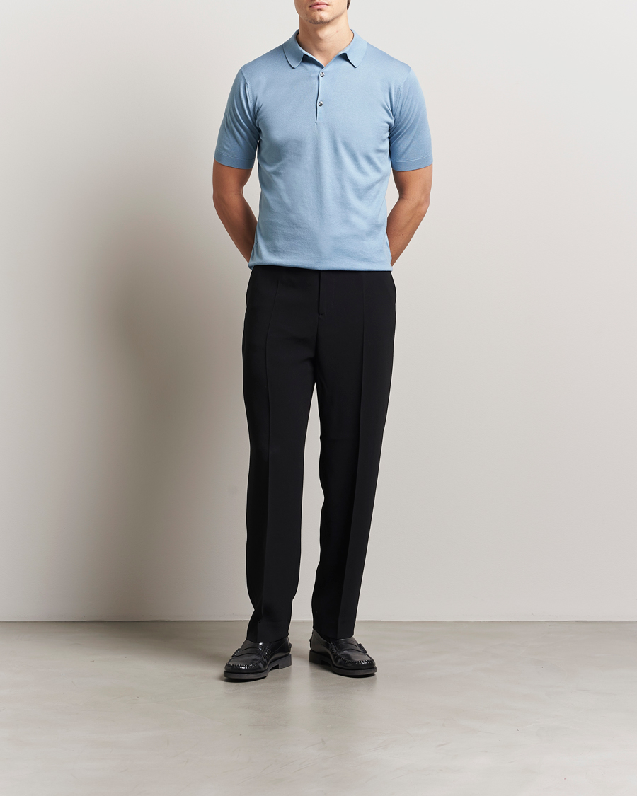 Herren | Poloshirts | John Smedley | Adrian Slim Fit Sea Island Polo Sea Glass