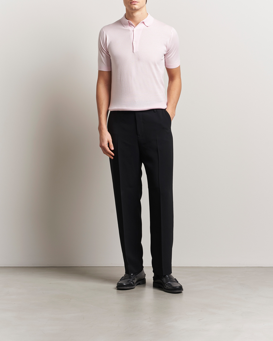 Herren | Poloshirts | John Smedley | Adrian Slim Fit Sea Island Polo Soft Pink