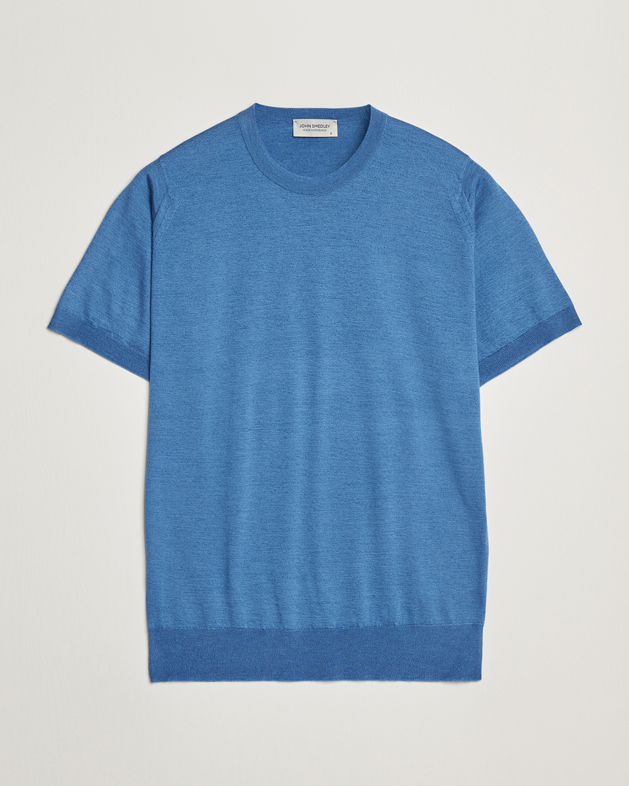 Herren | T-Shirts | John Smedley | Hilcote Wool/Sea Island Cotton T-Shirt Ocean Blue