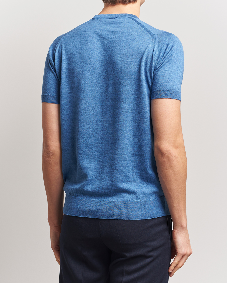 Herren | T-Shirts | John Smedley | Hilcote Wool/Sea Island Cotton T-Shirt Ocean Blue