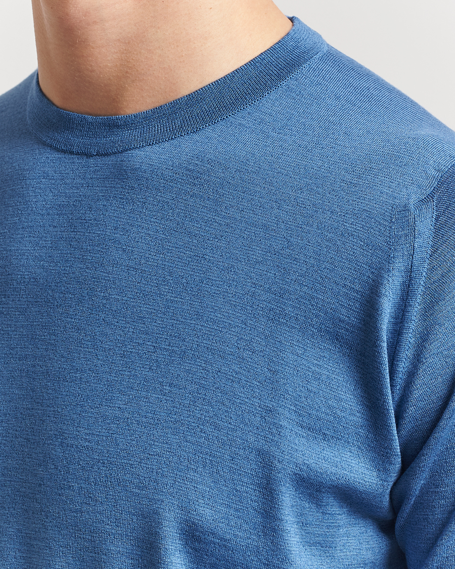 Herren | T-Shirts | John Smedley | Hilcote Wool/Sea Island Cotton T-Shirt Ocean Blue