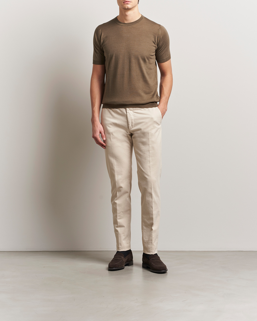 Herren | T-Shirts | John Smedley | Hilcote Wool/Sea Island Cotton T-Shirt Sepia Green