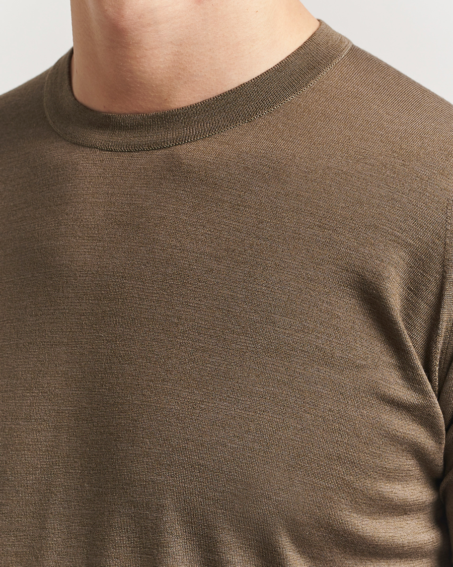 Herren | T-Shirts | John Smedley | Hilcote Wool/Sea Island Cotton T-Shirt Sepia Green