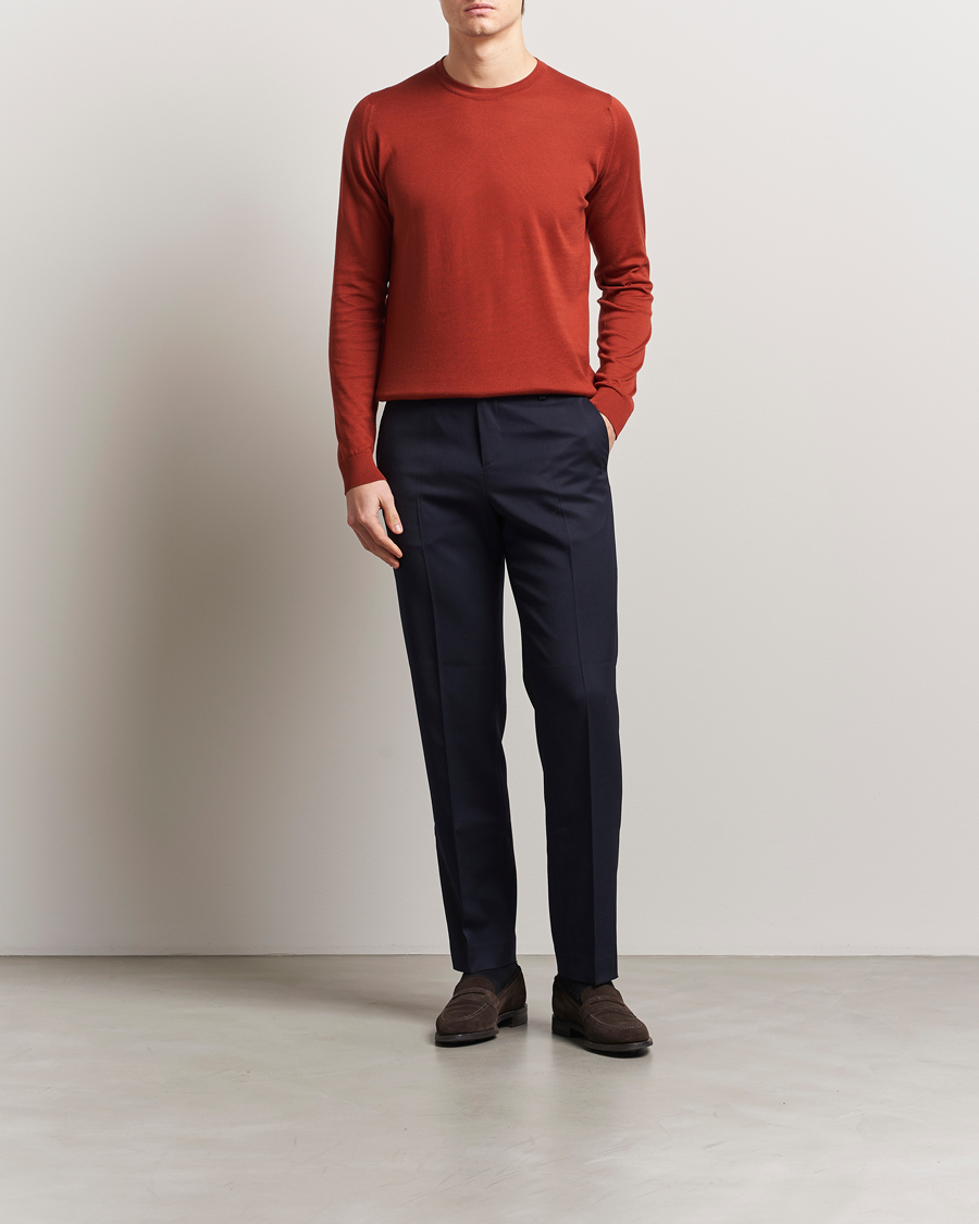 Herren | Pullover | John Smedley | Rowland Sea Island Crew Neck Pullover Baked Red