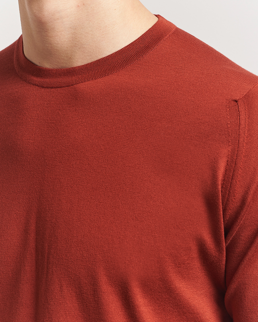 Herren | Pullover | John Smedley | Rowland Sea Island Crew Neck Pullover Baked Red