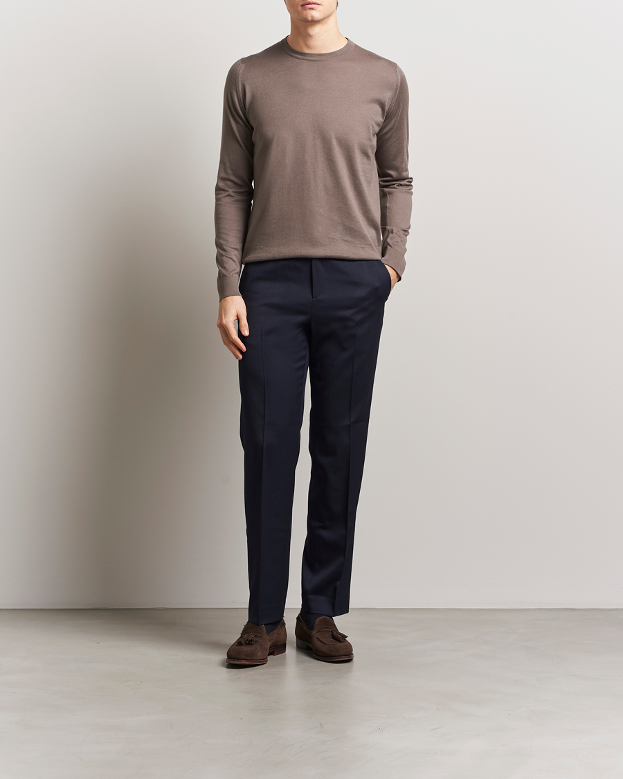 Herren | Pullover | John Smedley | Rowland Sea Island Crew Neck Pullover Beige Musk