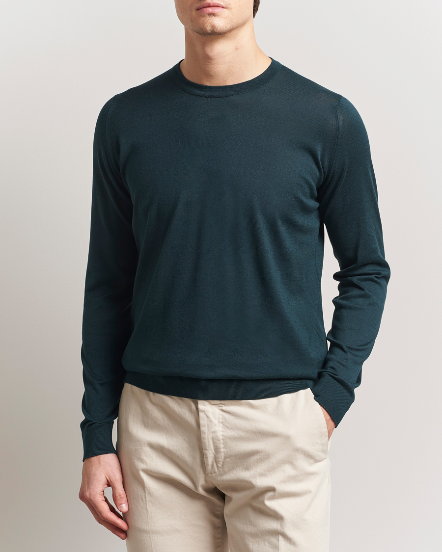 Herren | Pullover | John Smedley | Rowland Sea Island Crew Neck Pullover Rain Forest