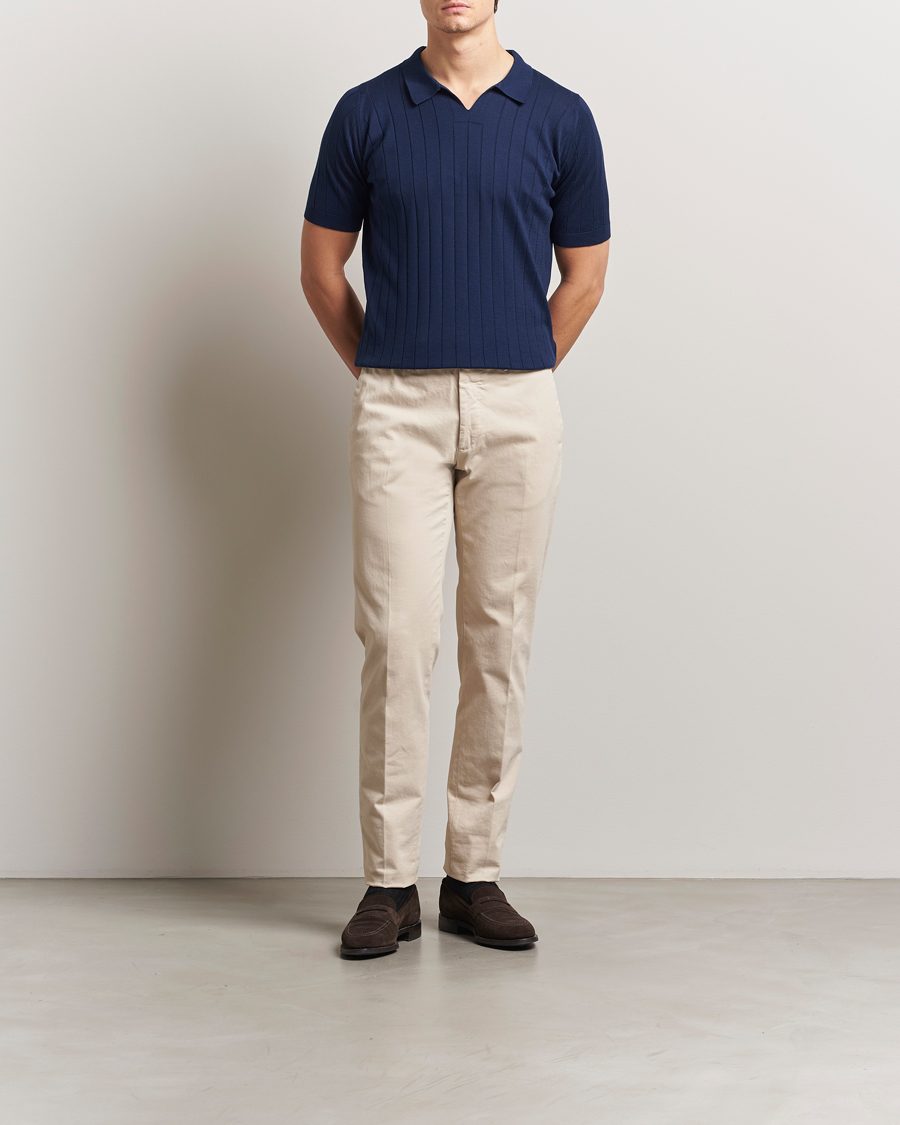 Herren | Poloshirts | John Smedley | Roper Open Collar Sea Island Polo French Navy