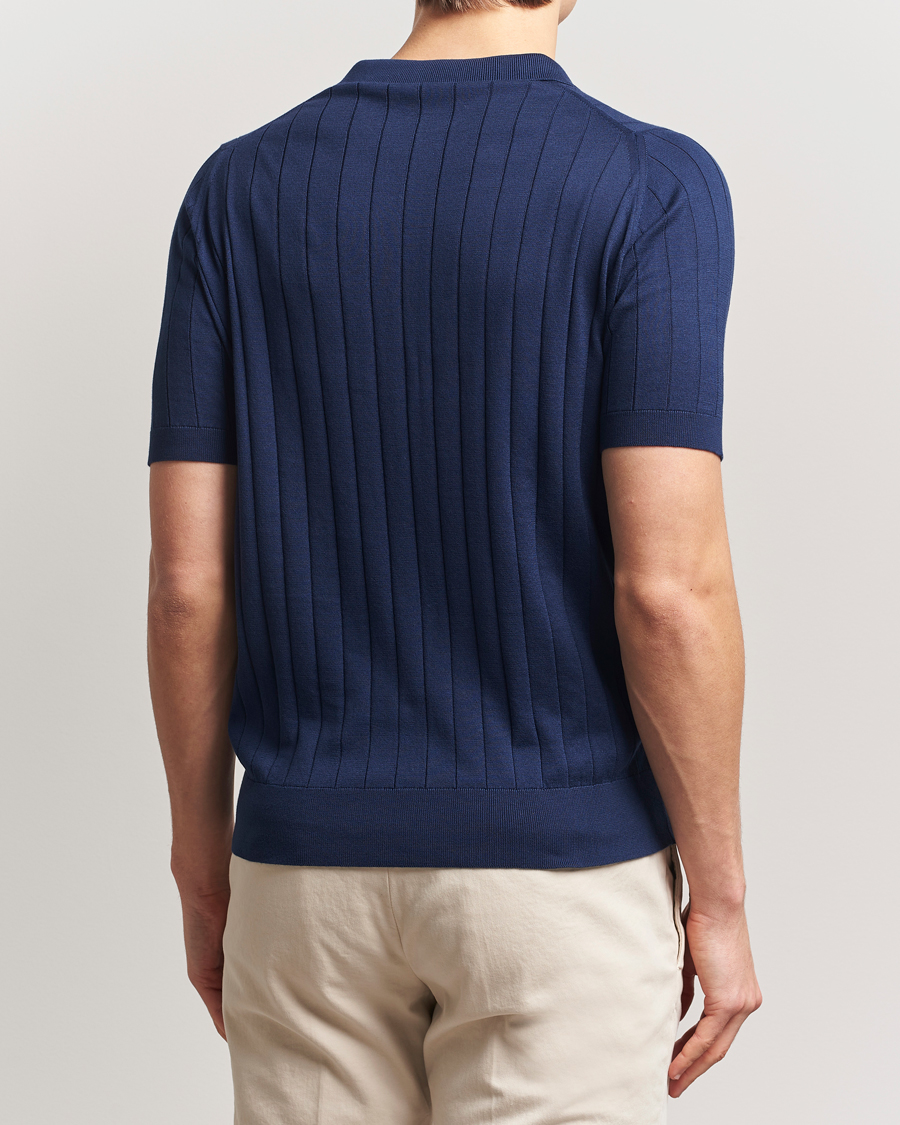 Herren | Poloshirts | John Smedley | Roper Open Collar Sea Island Polo French Navy