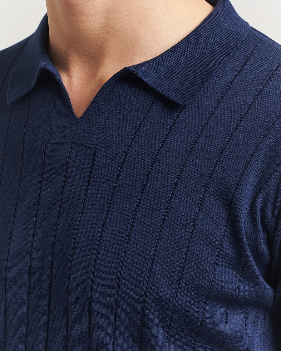 Herren | Poloshirts | John Smedley | Roper Open Collar Sea Island Polo French Navy