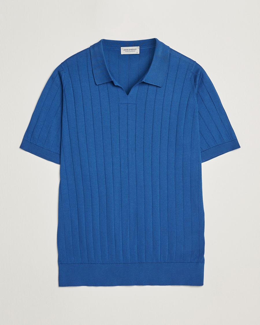 Herren | Poloshirts | John Smedley | Roper Open Collar Sea Island Polo Pacific Blue