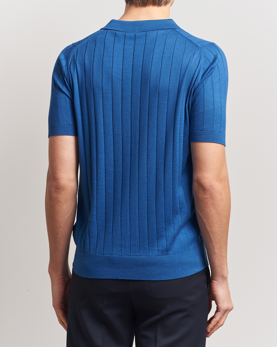 Herren | Poloshirts | John Smedley | Roper Open Collar Sea Island Polo Pacific Blue